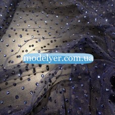 Ткань Сетка с камнями (синий)